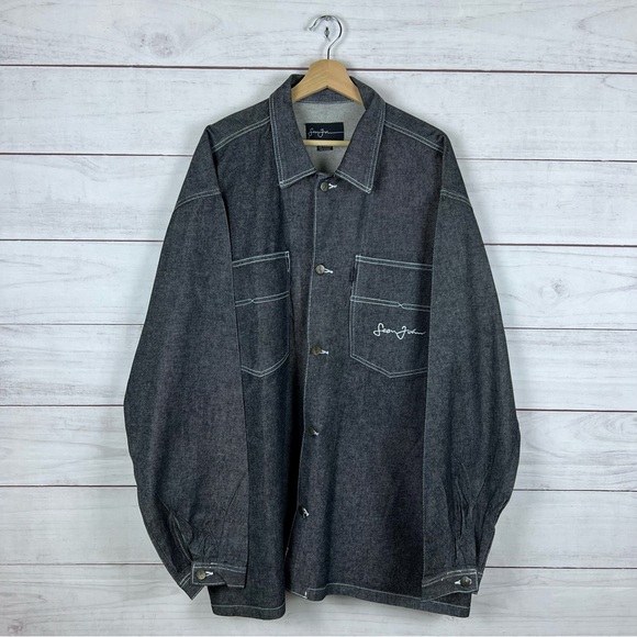 Vintage Y2K Sean John Black Denim Suit Set Jacket Jeans XL